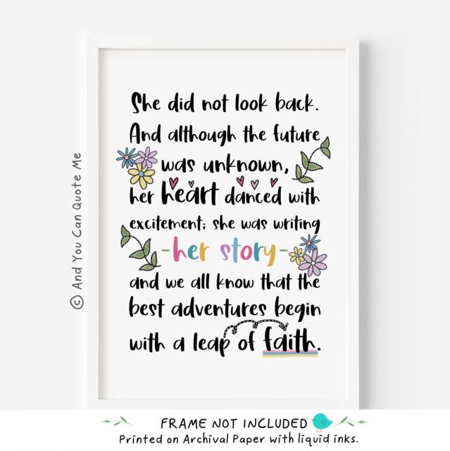 Inspirational Quote, Motivational Print, Girl Boss Self Confidence Gift, New Adventure Office Studio Unframed - image 1