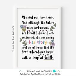 Inspirational Quote, Motivational Print, Girl Boss Self Confidence Gift, New Adventure Office Studio Unframed - thumbnail 1