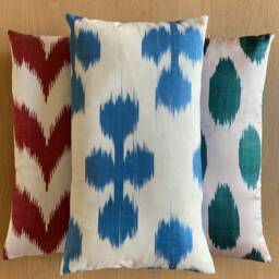 Decorative Cushion in Blue Byzance Printed Cotton - thumbnail 4