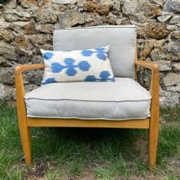 Decorative Cushion in Blue Byzance Printed Cotton - thumbnail 2