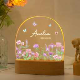 Personalised Cute Bunny Floral Night Light, Personalised Name Light For Baby Girls, Kids Light, Nursery Decor, Baby Shower Gift - thumbnail 2