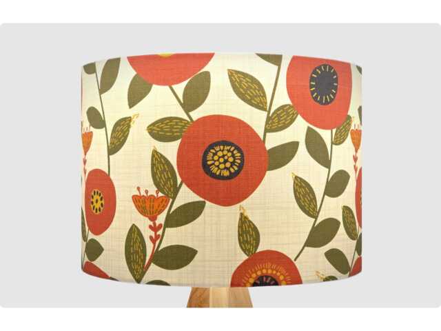 Cream Red Black Flower Leaf Lampshade, Table Floor Lamp/Ceiling Pendant Small Medium Large 15cm 20cm 25cm 30cm 35cm 40cm Drum Light Shade - image 1