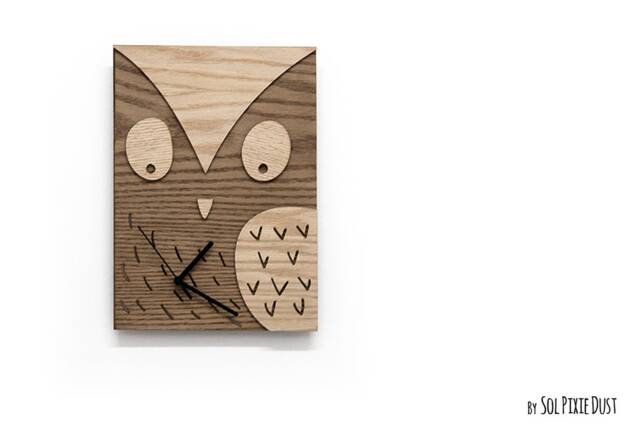 Cute Owl - Wooden Wall Clock Kids Nursery Room Teens Baby - image 1