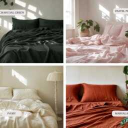 30 Colors Linen Sheet Set 1 Flat & Fitted 2 Pillowcases Stonewashed 100% Flax Linen Set - thumbnail 3