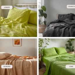 30 Colors Linen Sheet Set 1 Flat & Fitted 2 Pillowcases Stonewashed 100% Flax Linen Set - thumbnail 4