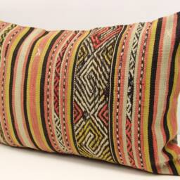 Turkish Kilim Lumbar Pillow Cover, 16x24, Wool & Cotton - thumbnail 3