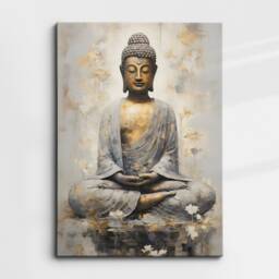 Buddha Art in Gold Style Oil Painting Buddhism Asia Spiritual Wall Framed Canvas Poster Print Home/Office Room Decor Religious Gifts - thumbnail 3