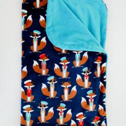 Fox Minky Baby Blanket For Or Toddler, Shower Gift, Toddler Navy Blue, Teal, Red, Blanket, Boy Sailor Fox - thumbnail 4
