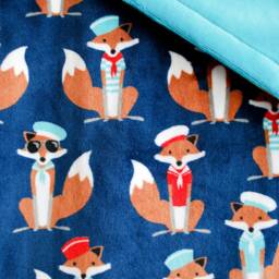 Fox Minky Baby Blanket For Or Toddler, Shower Gift, Toddler Navy Blue, Teal, Red, Blanket, Boy Sailor Fox - thumbnail 3