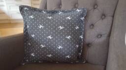 Christmas Cushion - Jacquard Cover Grey With Beige Moose & Dots in Four Different Sizes - thumbnail 1