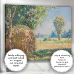 Sunlit Haystack Pastoral Farm Landscape Artwork Canvas Wall Art Print Decor Picture Ready To Hang - thumbnail 3