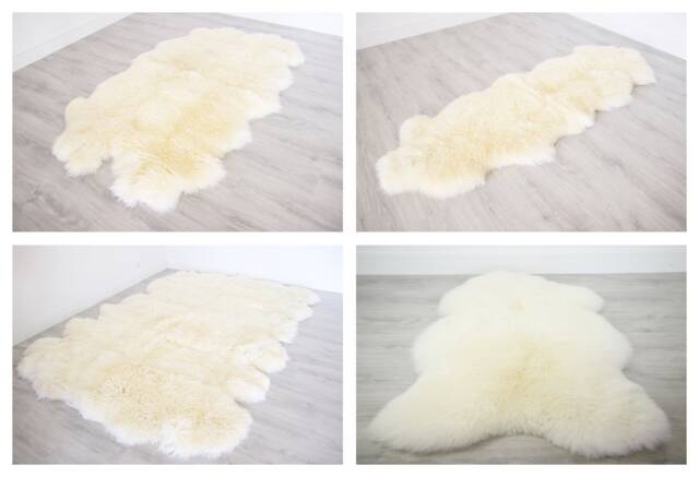 Sheepskin Rug - White Real Rug Throw Double Quatro Octo Shepskin - image 1