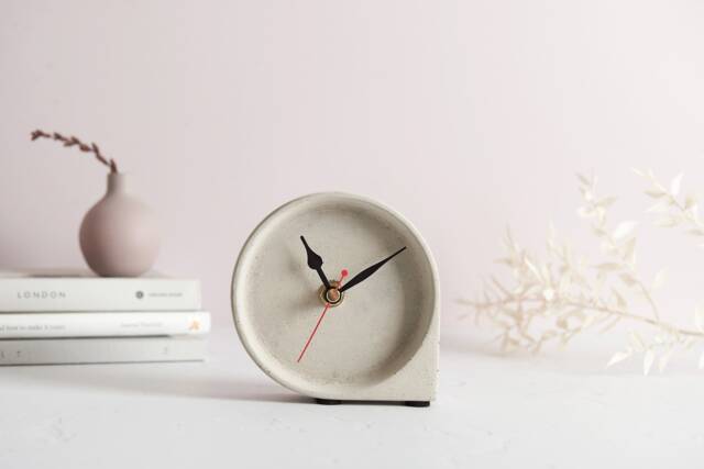 Handmade Concrete Clock Modern Minimalist Home Decor, Non Tick Clock - image 1