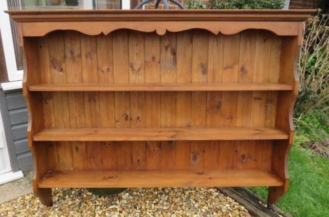 Sold Wall Hung Shelving Unit, Hand Painted, Storage, Bookcase, Wall Mounted Shelves, Rustic, Farmhouse, Distressed, Country Chic - image 1