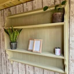 Sold Wall Hung Shelving Unit, Hand Painted, Storage, Bookcase, Wall Mounted Shelves, Rustic, Farmhouse, Distressed, Country Chic - thumbnail 3