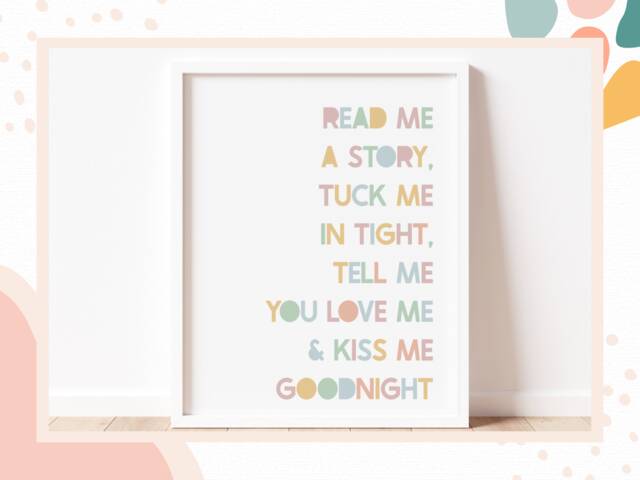 Children's Bedtime Story Quote Print, Nursery Decor - image 1