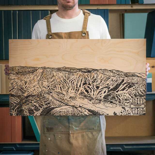 Kirkwood California Ski Trail Map - Engraved Wood Wall Art, Winter Sport Cabin Decor, Snowboard Mountain Poster, Personal Family Gift - image 1