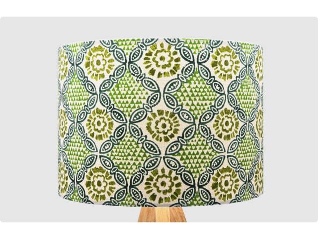 Green Indian Retro Lampshade, Table Floor Lamp/Ceiling Pendant Small Medium Large 15cm 20cm 25cm 30cm 35cm 40cm Fabric Drum Light Shade - image 1