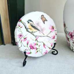 Pink Cherry Blossom Glass Vase & Slate Coasters Gift Set, Hand Decorated - thumbnail 2