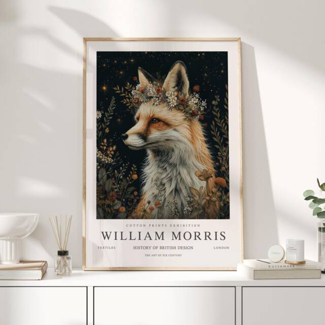 William Morris Print, Art, Exhibition Poster, Woodland Nursery Decor, Fox Gifts, Nature Wall Animal Prints - image 1