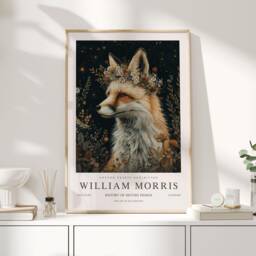 William Morris Print, Art, Exhibition Poster, Woodland Nursery Decor, Fox Gifts, Nature Wall Animal Prints - thumbnail 1
