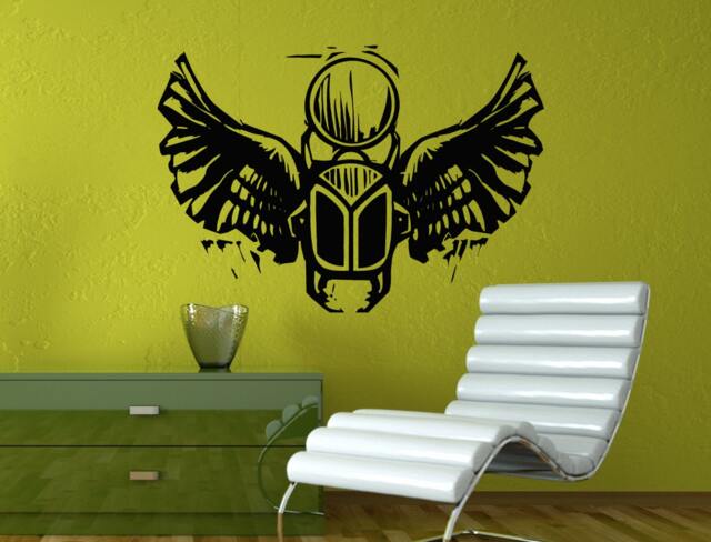 Woodcut Style An Egyptian Winged Scarab Beetle Holding The Sun Wall Decal Vinyl Sticker Mural Room Decor L1350 - image 1