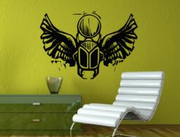 Woodcut Style An Egyptian Winged Scarab Beetle Holding The Sun Wall Decal Vinyl Sticker Mural Room Decor L1350 - thumbnail 1