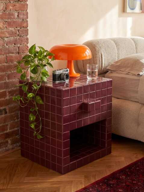 Tiled Nightstand With Drawer, Bloc - image 1