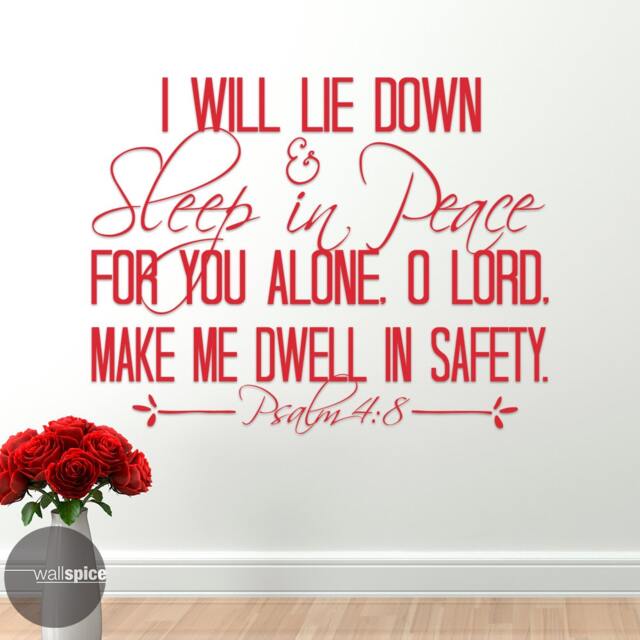 Psalm 48 I Will Lie Down & Sleep in Peace For You Alone O Lord Make Me Dwell Safety Vinyl Wall Decal Sticker - image 1