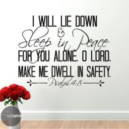 Psalm 48 I Will Lie Down & Sleep in Peace For You Alone O Lord Make Me Dwell Safety Vinyl Wall Decal Sticker - thumbnail 2