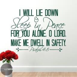 Psalm 48 I Will Lie Down & Sleep in Peace For You Alone O Lord Make Me Dwell Safety Vinyl Wall Decal Sticker - thumbnail 3
