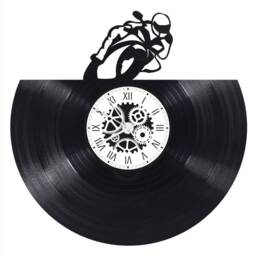 33 Rpm Vinyl Record Clock With Motorcycle Theme - thumbnail 2
