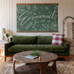 Emmanuel Christmas Canvas Wall Art Botanical Textile Print - 256 - thumbnail 1