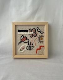 Framed Small Handwoven Textured Art - Modern Minimal Abstract Fiber Artwork