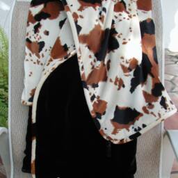 Brown Cow Print Blanket, Black Velvet Sofa Throw, Ranch Decor - thumbnail 2
