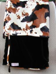 Brown Cow Print Blanket, Black Velvet Sofa Throw, Ranch Decor - thumbnail 1