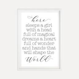 Here Sleeps A Girl 2 Nursery Decor Sign Template - Digital Decor, Quotes & Sayings, Modern Prints, Printable Wall Art - thumbnail 1