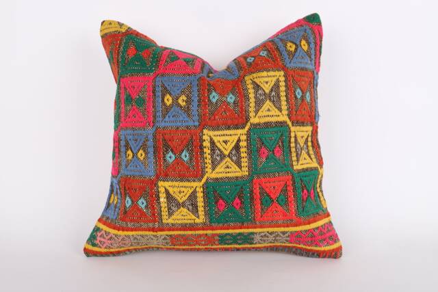 Handwoven Kilim Pillow Cover 20x20 Turkish Boho Cushion - image 1