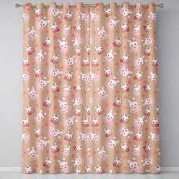 Cute Strawberry Bunny Cake Dessert Kawaii Peach Background Seamless Pattern Readymade Eyelet Ring Top Thermal 100% Blackout Curtains - thumbnail 2