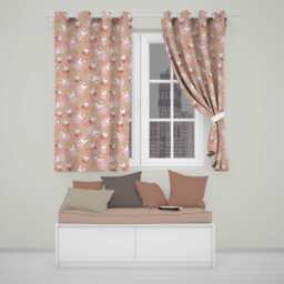 Cute Strawberry Bunny Cake Dessert Kawaii Peach Background Seamless Pattern Readymade Eyelet Ring Top Thermal 100% Blackout Curtains
