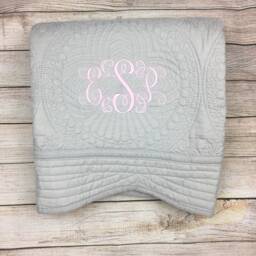 Personalized Baby Blanket Boy Monogrammed Baptism Quilt For Boys Monogram Christening Gift Crucifix - thumbnail 2