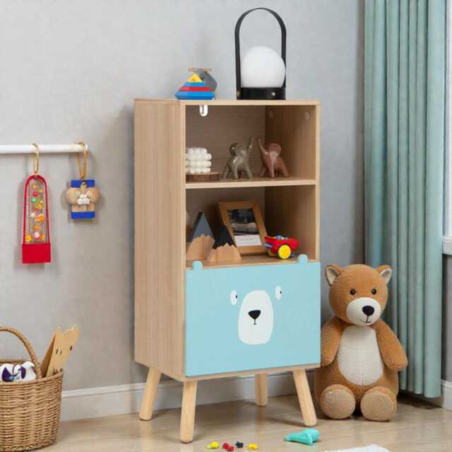 Kids Bookcase & Toy Storage Organizer Cabinet With Drawer, Nursery Bookshelf - image 1