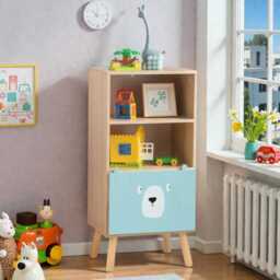 Kids Bookcase & Toy Storage Organizer Cabinet With Drawer, Nursery Bookshelf - thumbnail 3