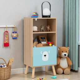 Kids Bookcase & Toy Storage Organizer Cabinet With Drawer, Nursery Bookshelf