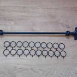 Curtain Rail With Rings Set-Upwrought Iron - Forged Steel Handmade in UK + Free Fixing Kit - thumbnail 3