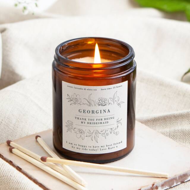 Personalised Bridesmaid Candle Scented Wildflower Thank You Gift - image 1