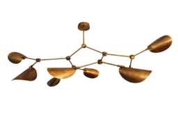 Handmade Brass Sputnik Chandelier, Mid Century Sculptural Pendant Lamp, Adjustable Dining Room Lighting - thumbnail 1