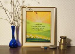 Instant Digital Download. Poetry. Gift. Children. Quote. Art Print. Wall Art. Artwork. With Sun, Sunshine, Morning, Flowers, Hills. Painting - thumbnail 1