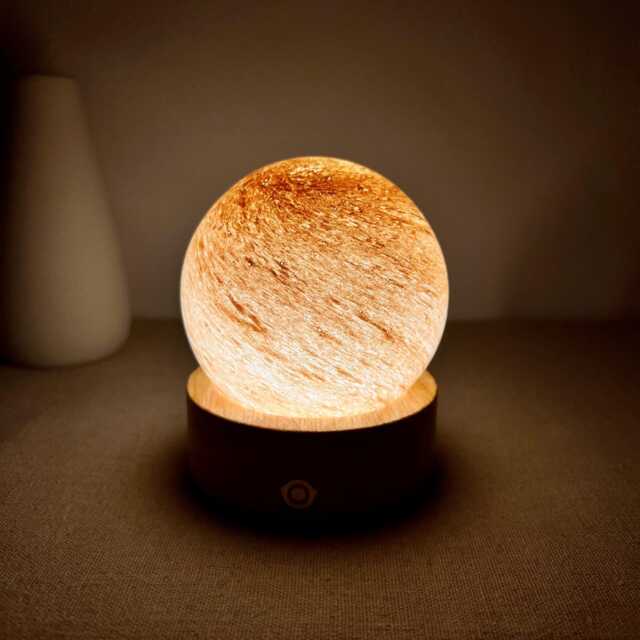 Sunset Orange Swirl Glass Night Light, Planet Warm Lamp, Custom Sun Desk Baby Shower Gift, Unique Handmade Moon Lamp - image 1