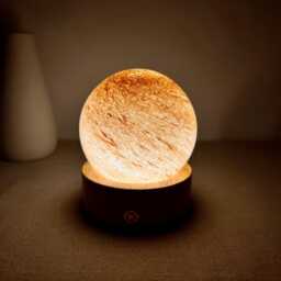 Sunset Orange Swirl Glass Night Light, Planet Warm Lamp, Custom Sun Desk Baby Shower Gift, Unique Handmade Moon Lamp
